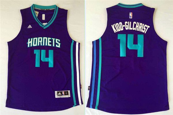 Men Charlotte Hornets #14 Michael Kidd-Gilchrist Purple Throwback Stitched NBA Jersey